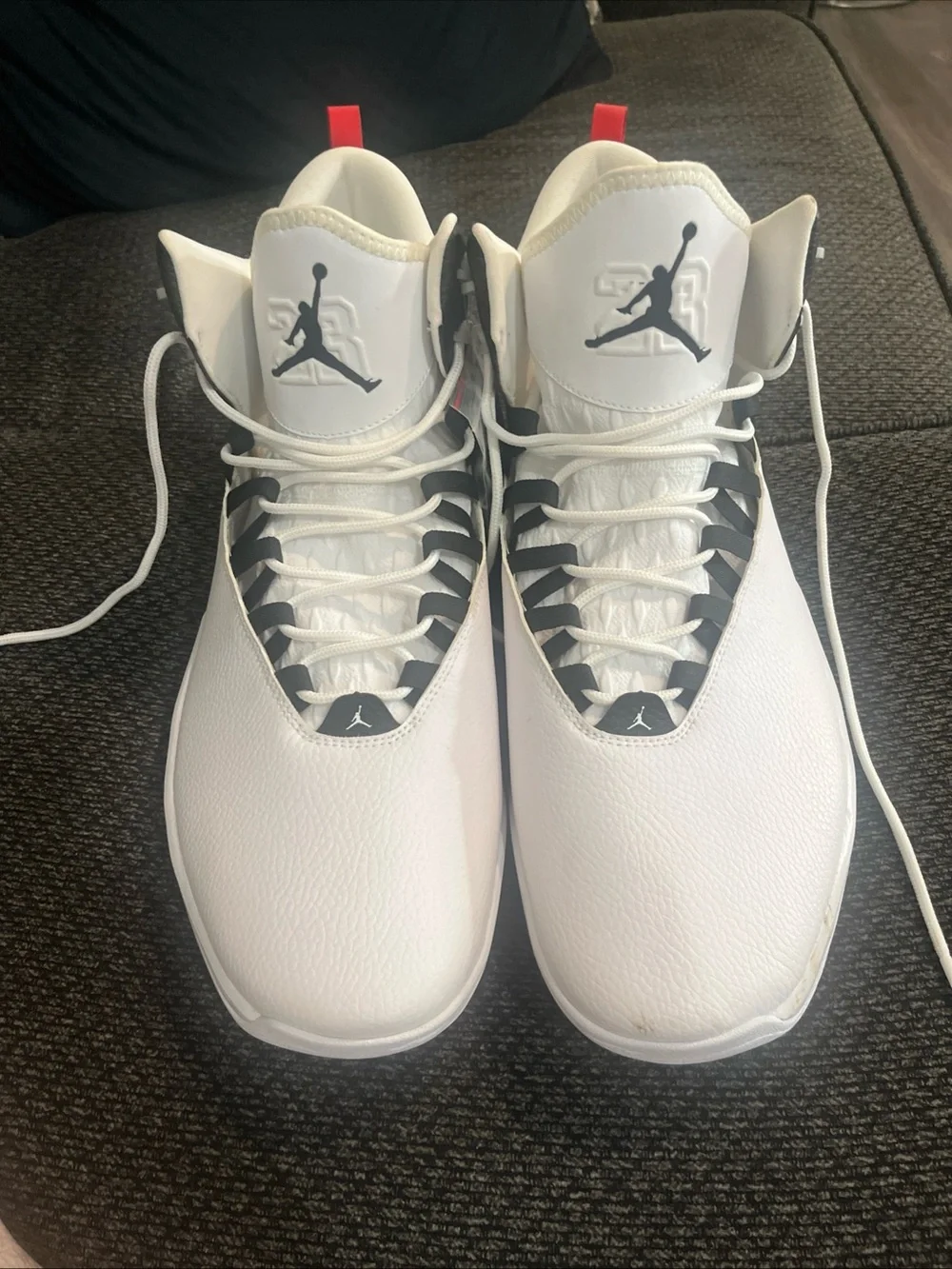 Jordan Super.Fly MVP 2018 White/Silver Black Red Sneakers Sz 17 Read